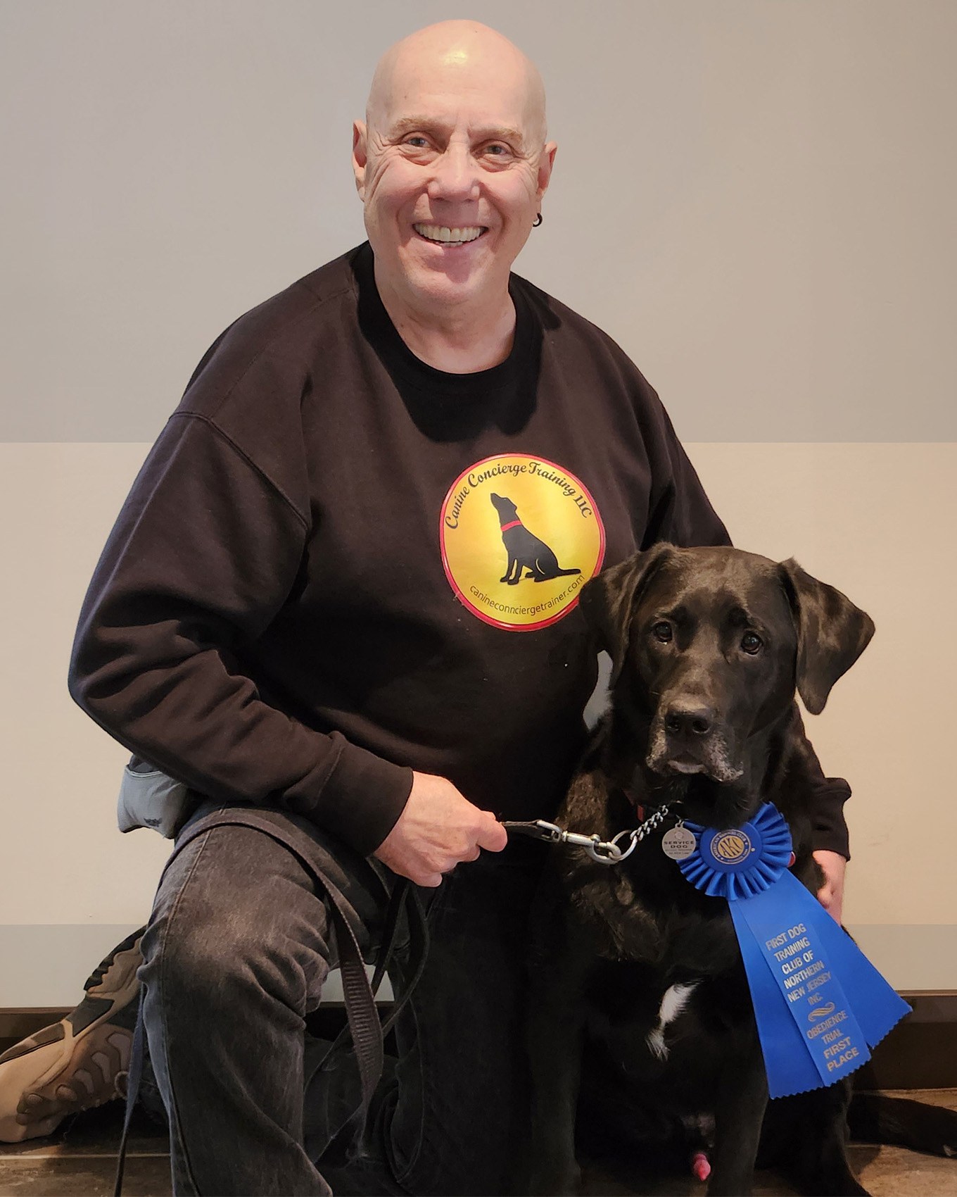 Ben with Milo — proof that the calm, capable, first-place dog is achievable.